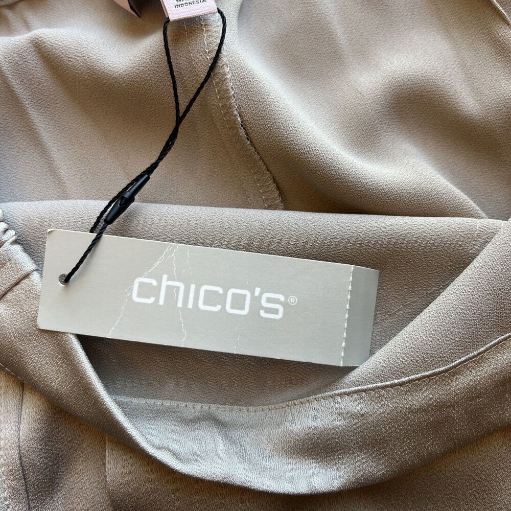 Chico's Black Label Women's Nude Tie Front Wide Leg Pants Size Medium - Picture 5 of 7